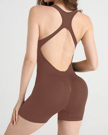 Padded Chest and Hollow Back Casual Sports Bodysuit