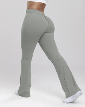 Pantalones de yoga acampanados a prueba de sentadillas con espalda en V profunda para mujer