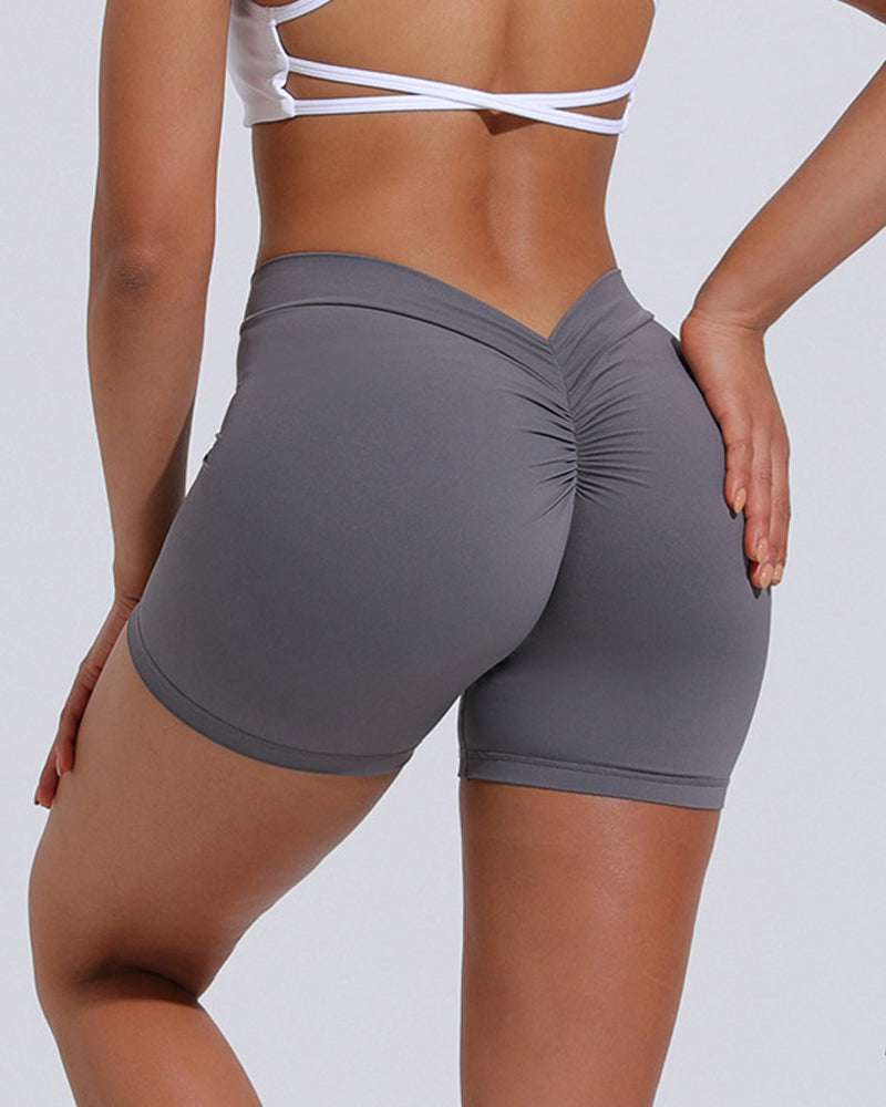 V Back Push Up High waist  hip lifting Workout Yoga Shorts