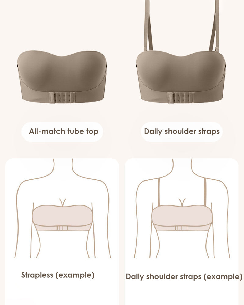 Sujetador sin tirantes antideslizante con hebilla frontal Push Up Bralette cómodo e invisible