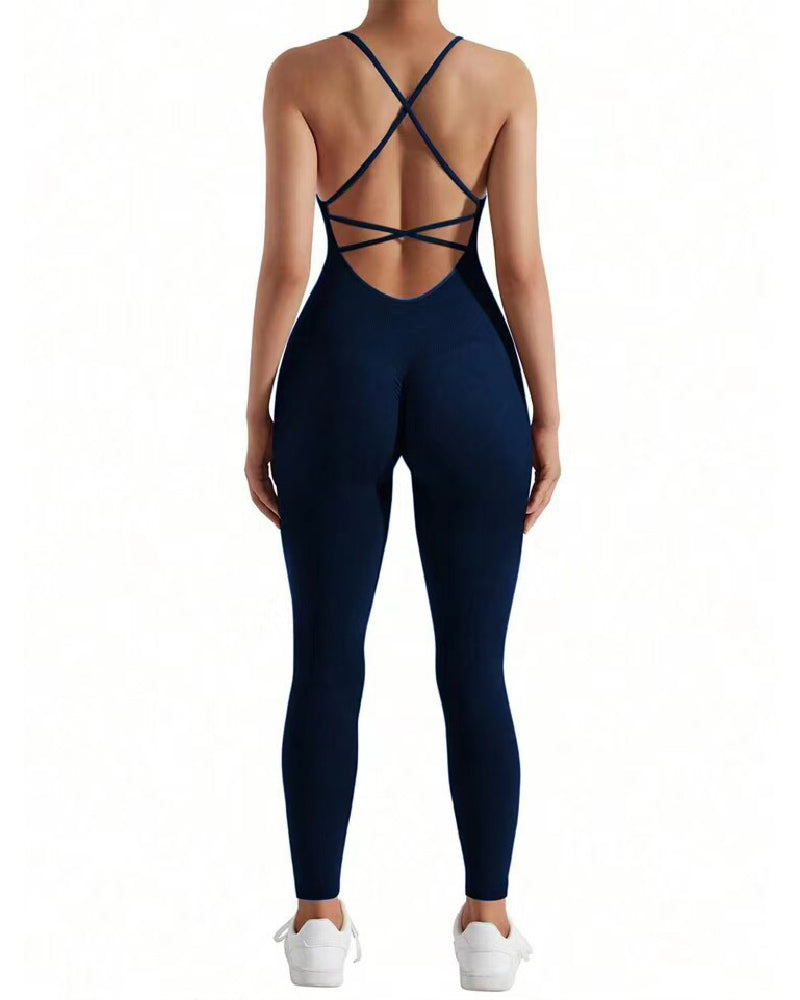 Women's Seamless High Elasticity Cami Sport Jumpsuit Tummy Control One-Piece Romper