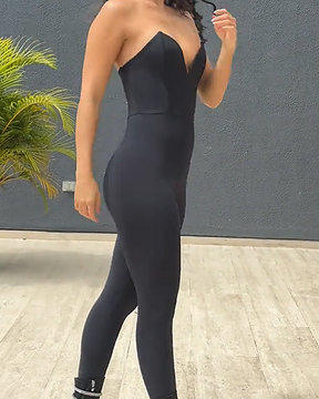 Sexy Deep V Neck Stretch Tummy Control Butt Lifting Jumpsuit (Pre-Sale)