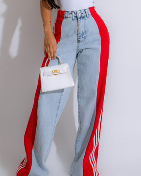 Panelled 3-Stripes High-waist Wide-leg Jeans