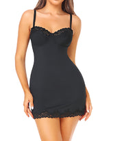 Women's Lace Trim Slip Underwire Tummy Control Slimming Shapewear Dresses