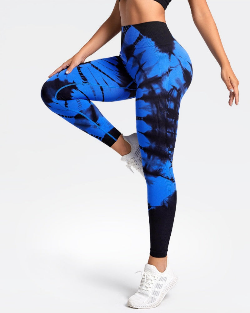 Tie-dye Printed High-waist Peach Hip-lifting Seamless Outerwear Yoga Pants