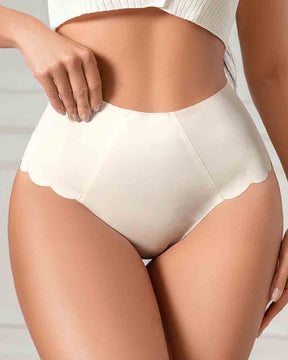 Women's Seamless Scallop Trim Briefs Ice Silk Invisible Breathable Panties