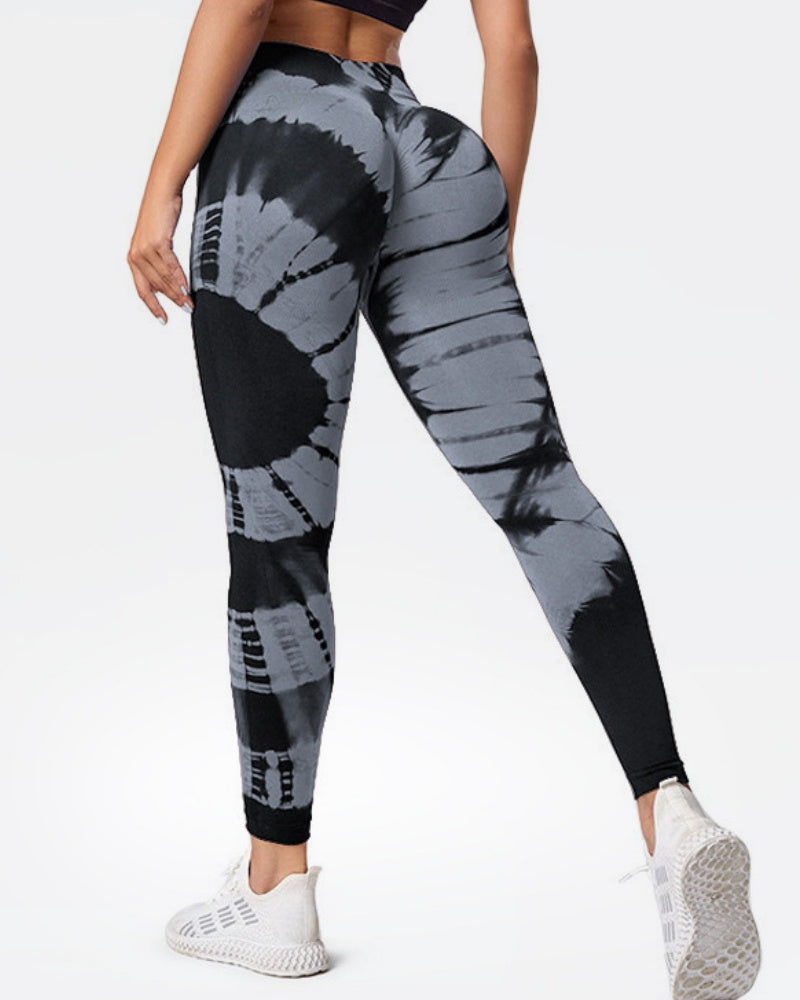 Tie-dye Printed High-waist Peach Hip-lifting Seamless Outerwear Yoga Pants