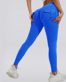 Peach Hip Fitness Leggings with Cargo Pockets