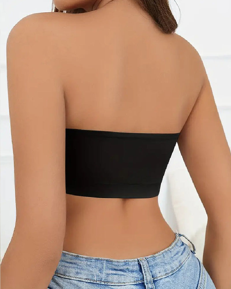 Wireless Strapless Bandeau Bra Seamless Stretch Non Padded Push Up Bralette