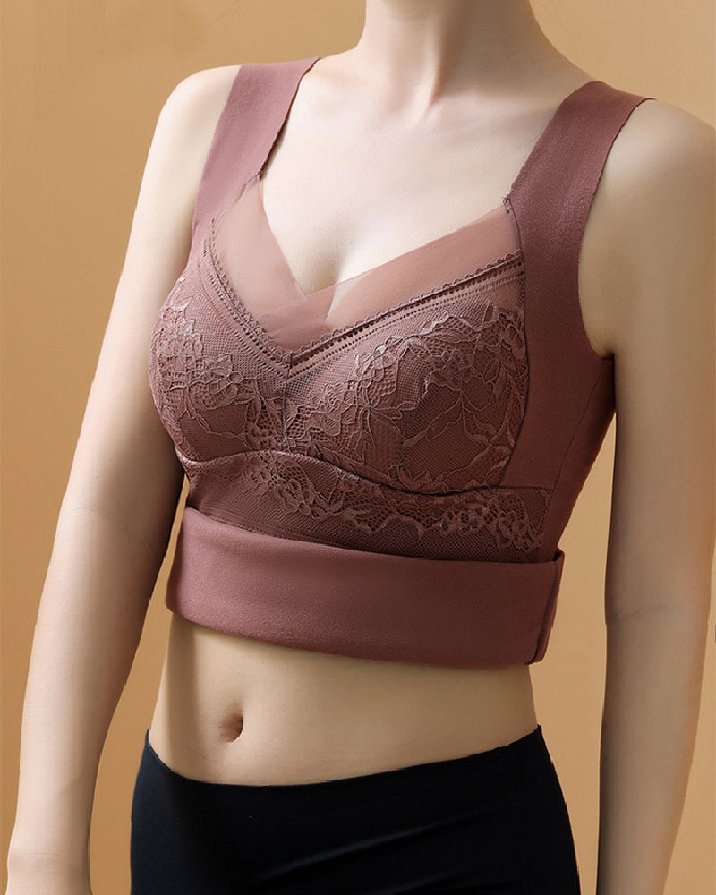 2-in-1 Thermal Underwear Vest High Stretch V Neck Seamless Built in Bra Tank Tops