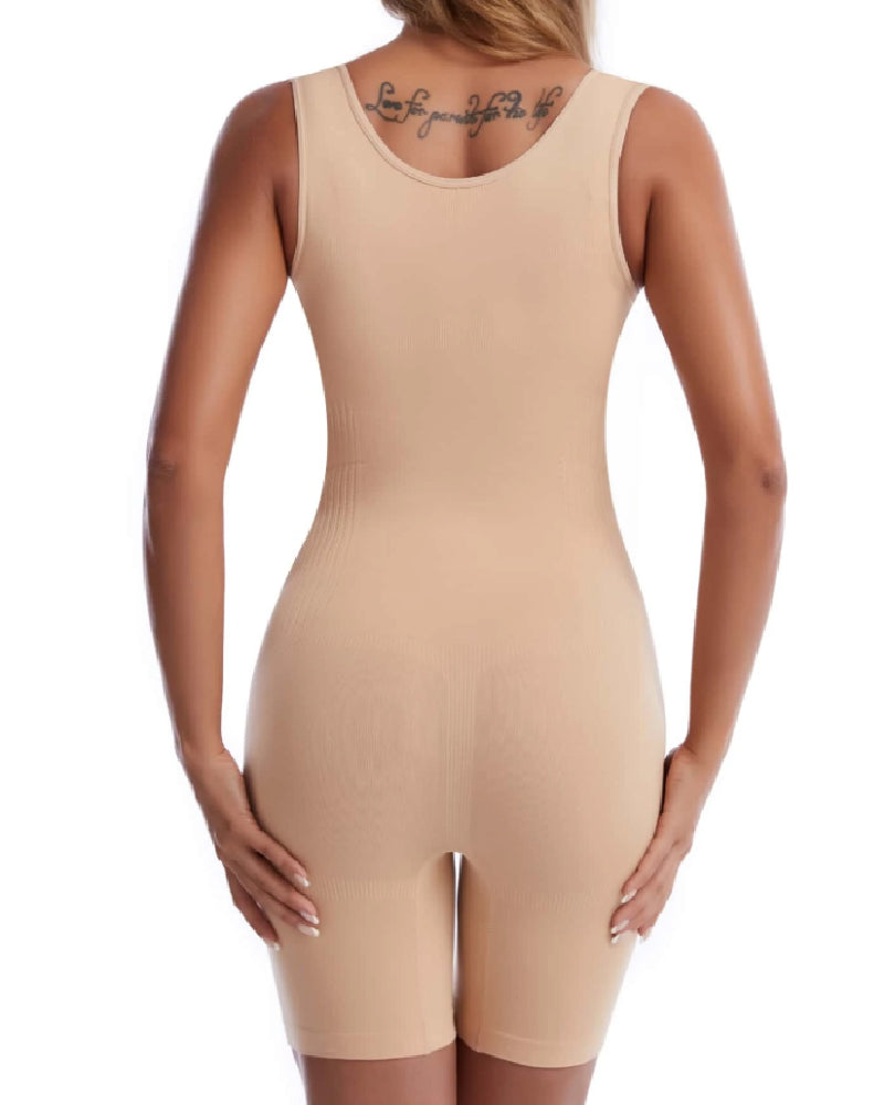 Seamless Open Bust Tummy Control Full Bodysuit Sleeveless Thigh Slimmer Shapewear