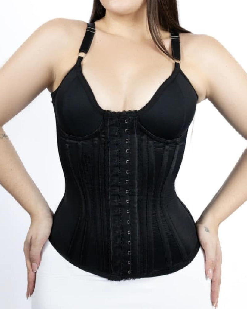 18 Steel Bone Satin Waist Trainer Vest Posture Corrector Push Up Corset Top (Pre-sale)