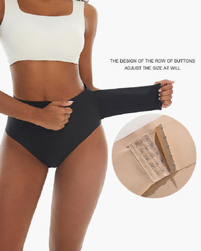 Women's Mid Waist Seamless Tummy Control Shapewear Briefs Underwear With Hooks Belt