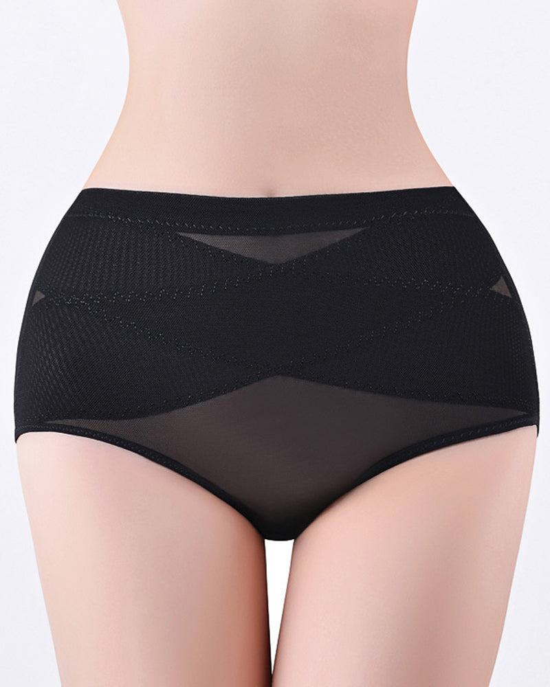 Mid Rise Cross Compression Shapewear Underwear Mesh Tummy Control Shaping Panty