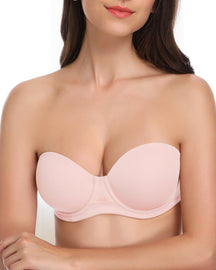 Pink Strapless Push up Underwired Bra Multiway Contour Plus Sizes