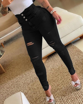 Women's High Waist Distressed Skinny Jeans