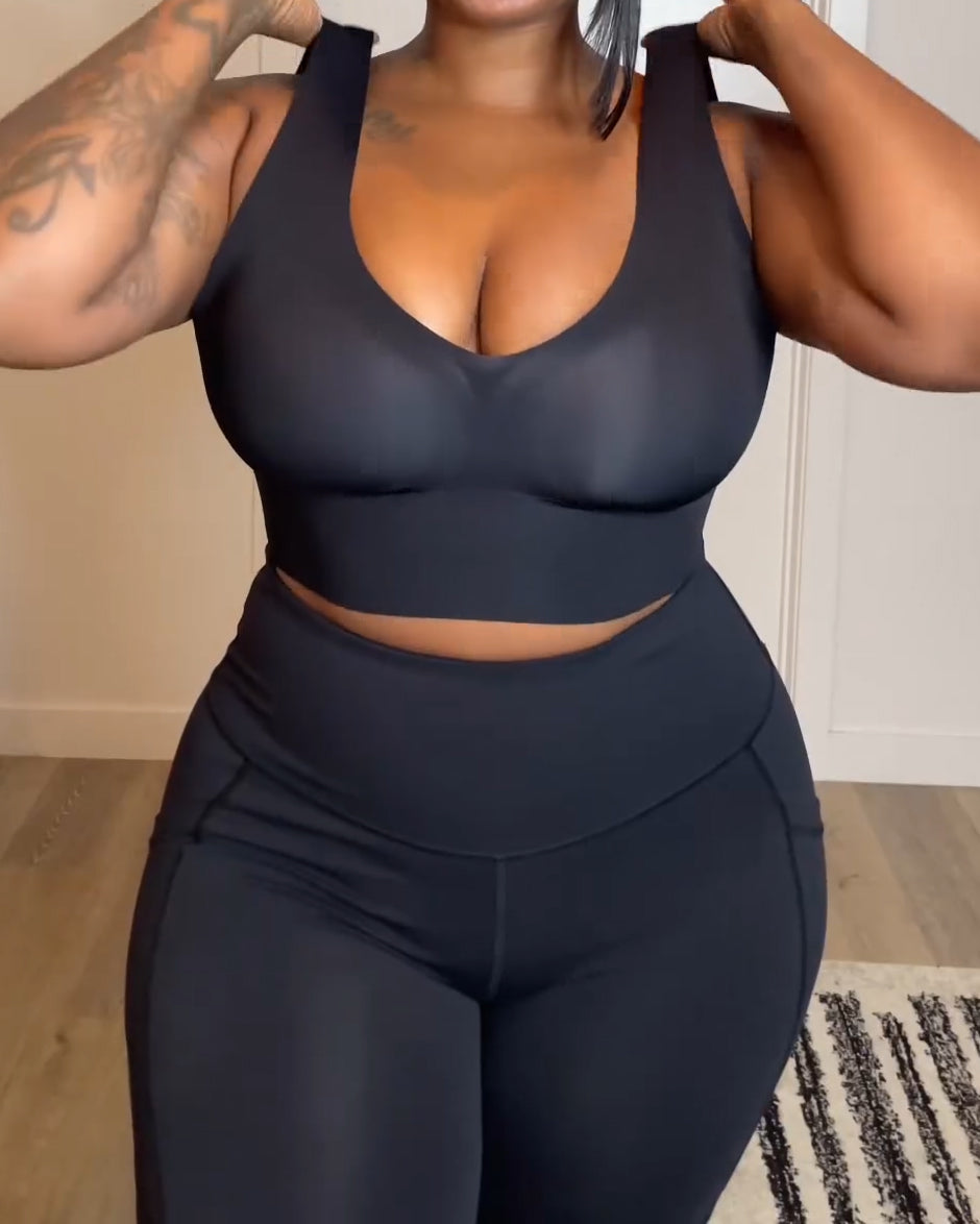 Wireless Seamless V-Neck Tank Plus Size Push Up Bra