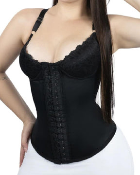 Seamless Satin 18 Steel Bone Corset Vest Lace Cups Bustier Top (Pre-Sale)