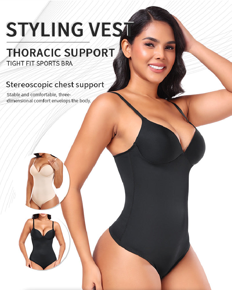 Shapshe® Women's Smooth Push Up Tummy Control Thong Sleeveless Bodysuit Shapewear