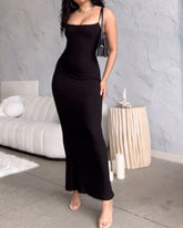 Women's 2 In 1 Spaghetti Slip Long Shapewear Dress Tummy Control Sleeveless Bodycon Dresses