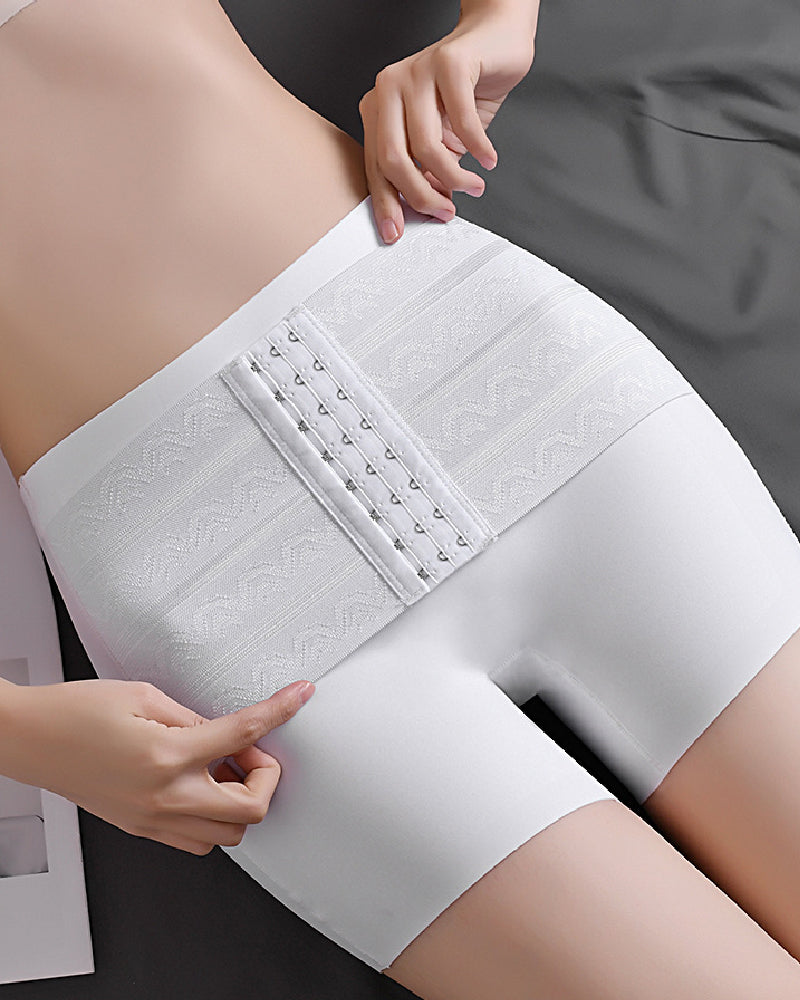 Mid-Rise Butt Lifter Double Layer Firm Tummy Control Body Shaper Shorts With Hooks Belt