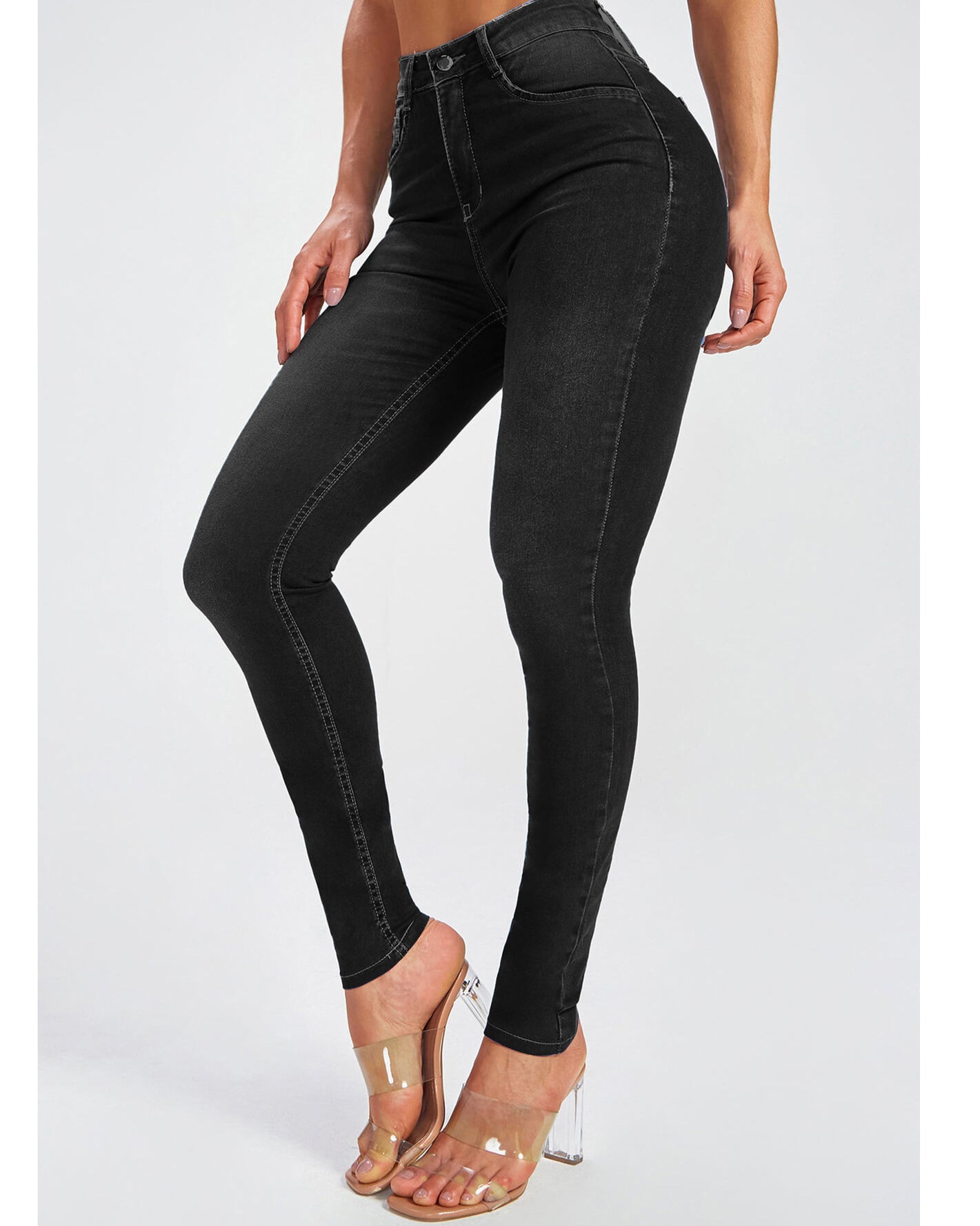 Slim fit high waist stretch pencil jeans