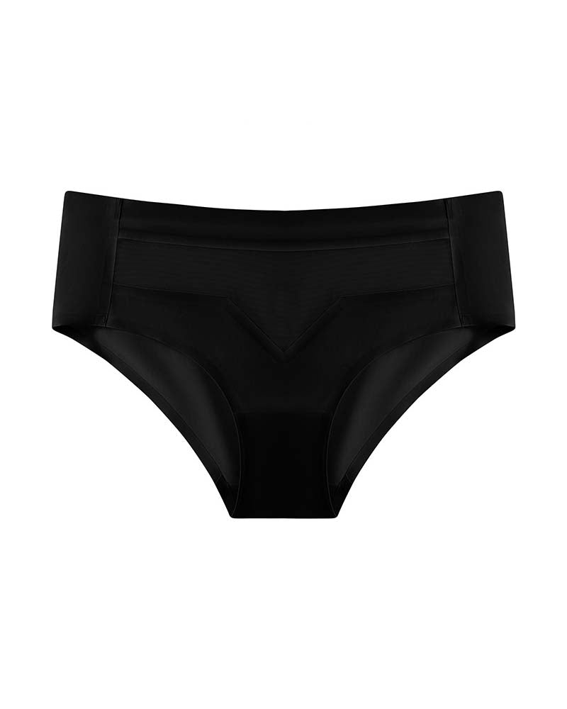 Ropa interior invisible desnuda de seda de hielo de cintura media para mujer, lencería de malla transpirable