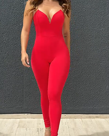 Sexy Deep V Neck Stretch Tummy Control Butt Lifting Jumpsuit (Pre-Sale)