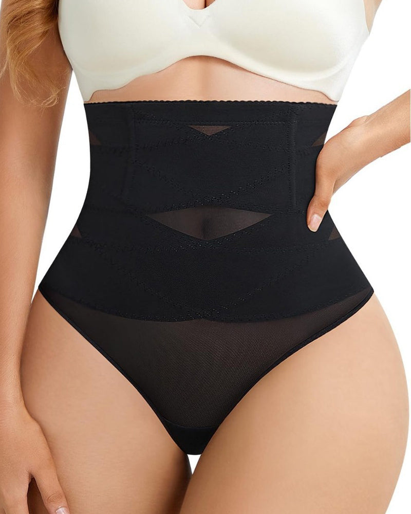 Cross High Waist Shaping Briefs Mesh Firm Control Stomach Panty