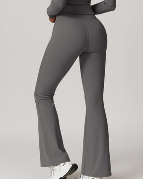 Crossover High Waist Hip Lift Nude Yoga Flared Pants