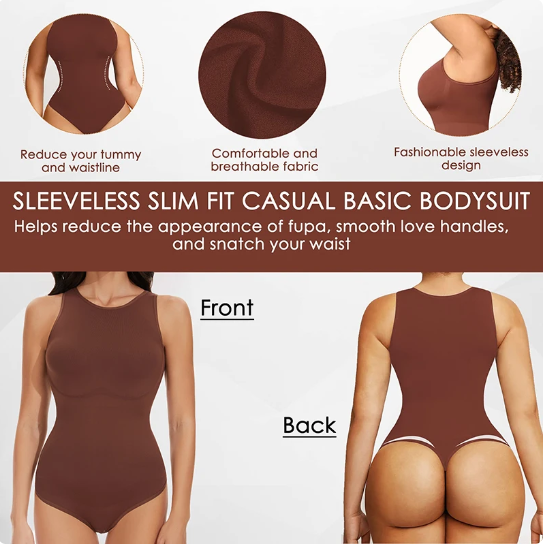 Seamless Racerback Top Tummy Control Crew Neck Bodysuit