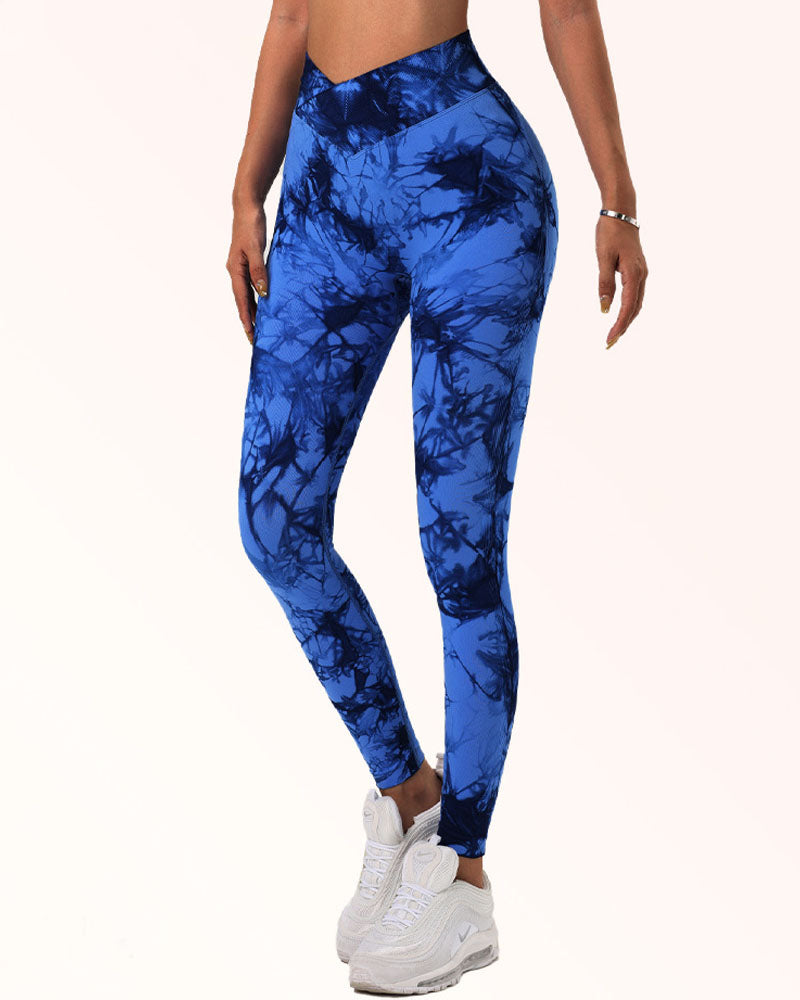 Seamless Tie Dye Stretchy Leggings Tummy Control Sports Yoga Pants