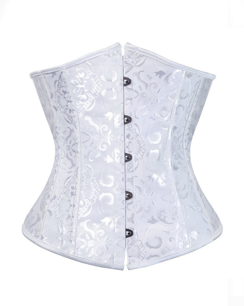 Vintage Jacquard Tummy Control Underbust Corset Lace-Up Back Plus Size Bustier Top