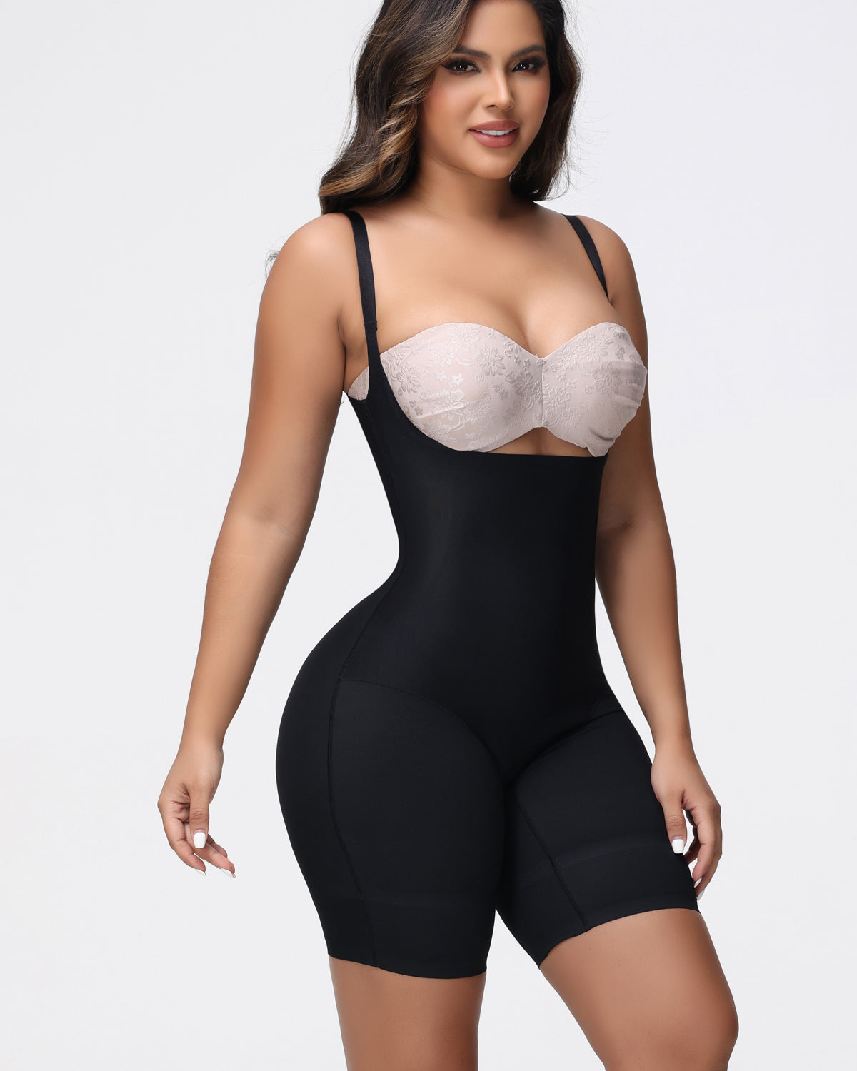Shapshe® Open Bust Mid Thigh Bodysuit Seamless Sculpting Butt Lifter Shapewear