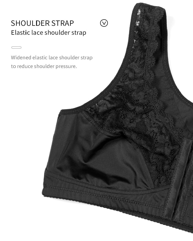 Wireless Front Closure Lace Bras 3D Cutting Push-up Breathable Plus Size Underwear