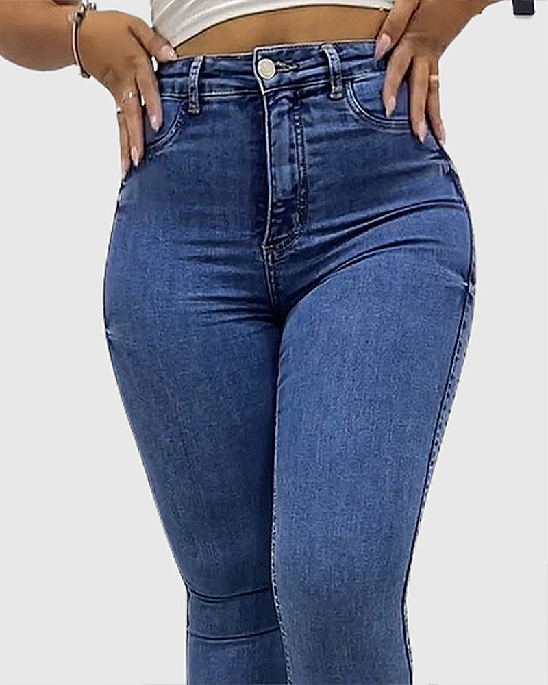 Skinny Jeans High Waist with Double Seams