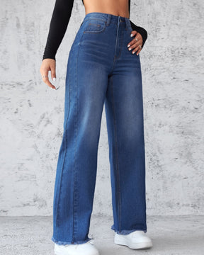 Elegant Non-stretch Straight-leg Wide-leg Jeans