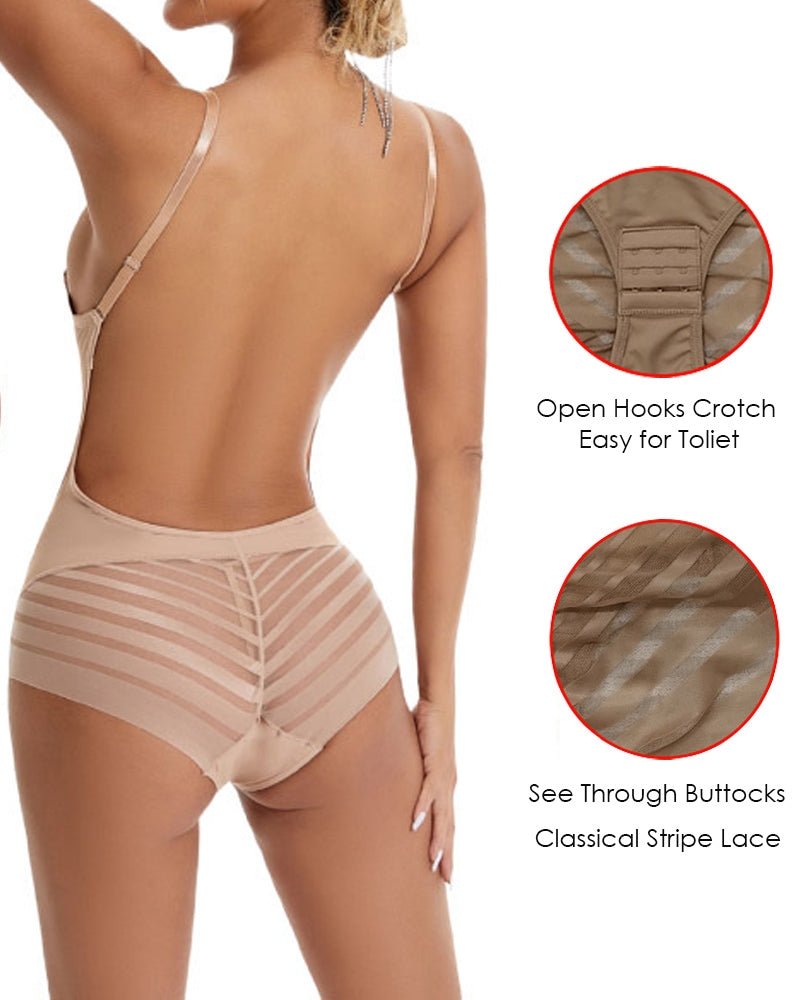 Seamless Corset Backless Bodysuits U Plunge Tummy Control Shapewear