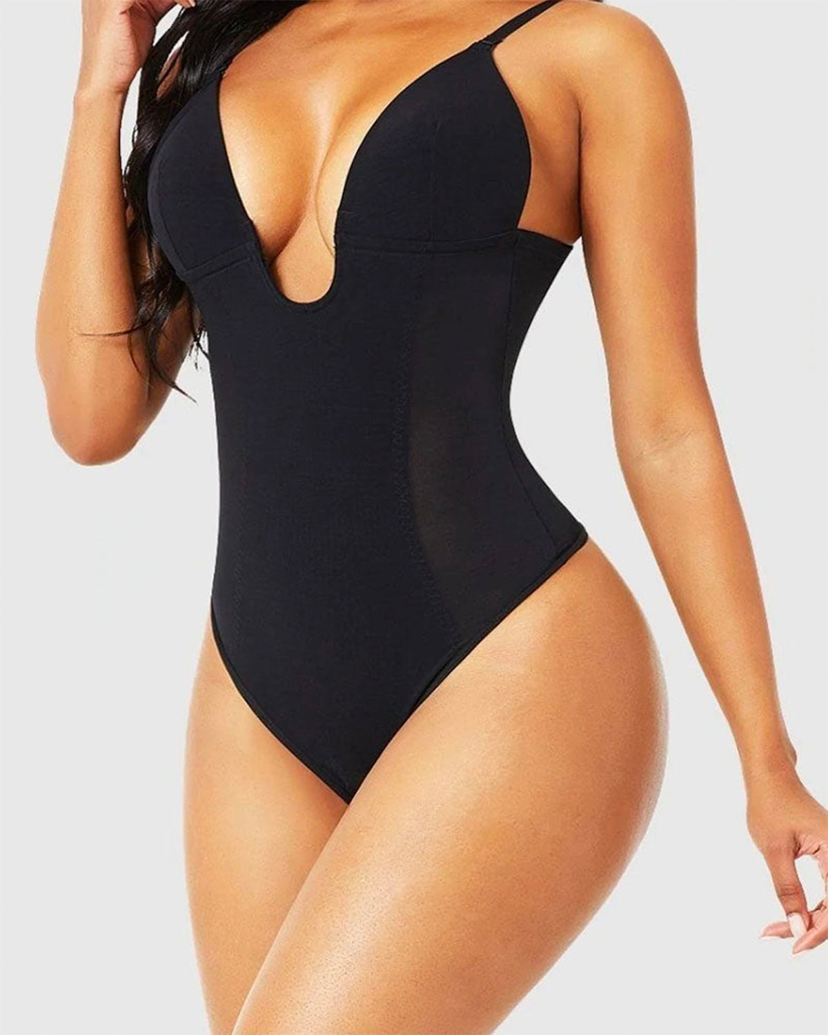 Body sin costuras con tanga en forma de V profunda para mujer