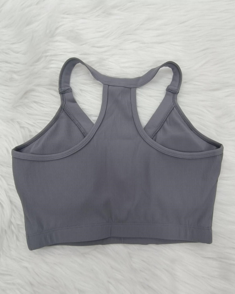 Halter Neck Deep V Knitted Breathable Bra With Front Buttons