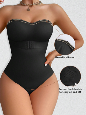 Women's Strapless Tummy Control One Piece Seamless Thong Shapewear Bodysuits