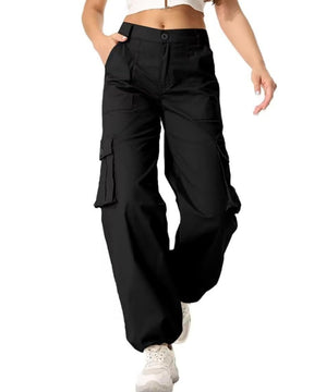 Women's Loose Casual Wide Leg High Waist Pocket Cargo Pants