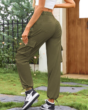 Women's Loose Casual Wide Leg High Waist Pocket Cargo Pants