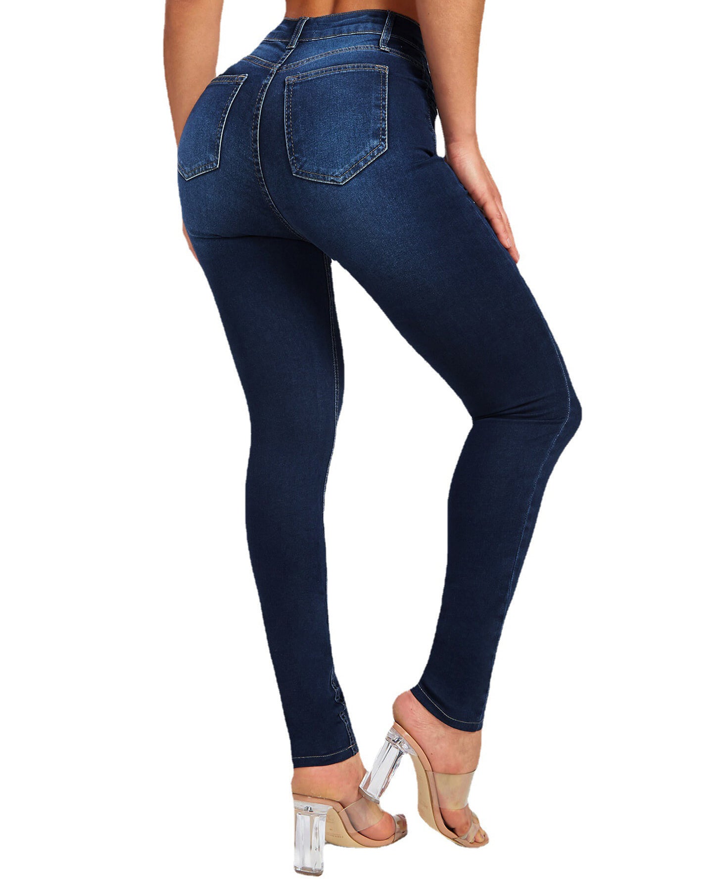 Slim fit high waist stretch pencil jeans