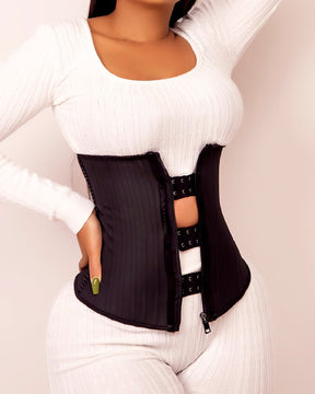 29 Steel Bone Hook And Zip Waist Trainer Tummy Control Cincher Corset