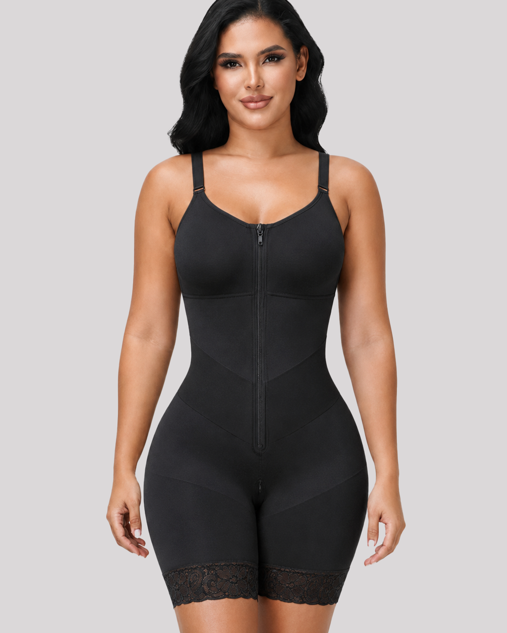 High Compression V-shaped Waist Belt Tummy Control Zipper Full Body Shapewear