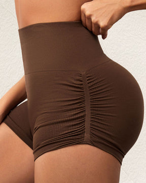 Side Drawstring High Waist Threaded Solid Color Yoga Shorts