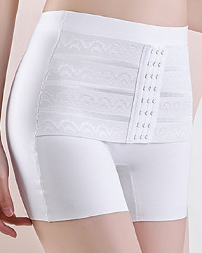 Mid-Rise Butt Lifter Double Layer Firm Tummy Control Body Shaper Shorts With Hooks Belt