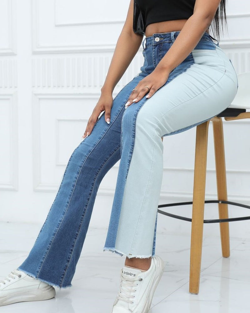 Stretch Fashion Washed Contrast Jeans