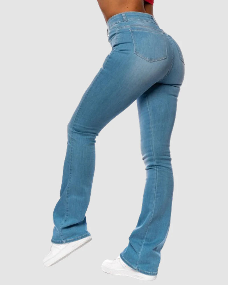 High Waisted Slim Stretch Skinny Flare Jeans